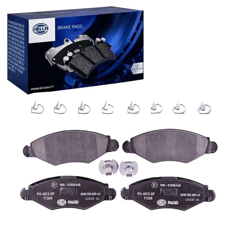 HELLA 8DB 355 009-411 Brake pad set - not prepared for wear indicator - T1245 - for e.g. CITROEN / PEUGEOT