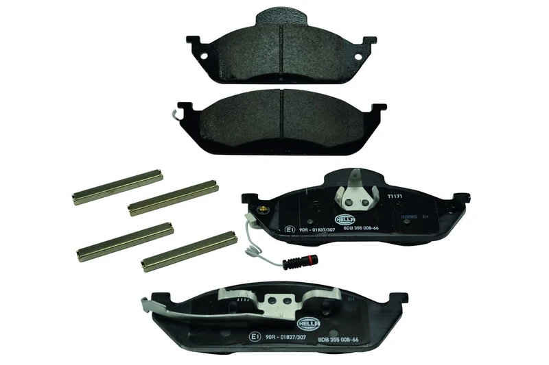 HELLA 8DB 355 008-661 Brake pad set - with integrated wear warning contact - T1171 - for e.g. MERCEDES-BENZ