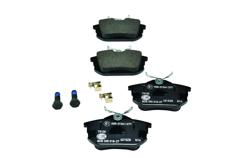 HELLA 8DB 355 018-271 Brake pad set - with acoustic wear warning - T5100 - for e.g. MITSUBISHI / PROTON / SMART / VOLVO