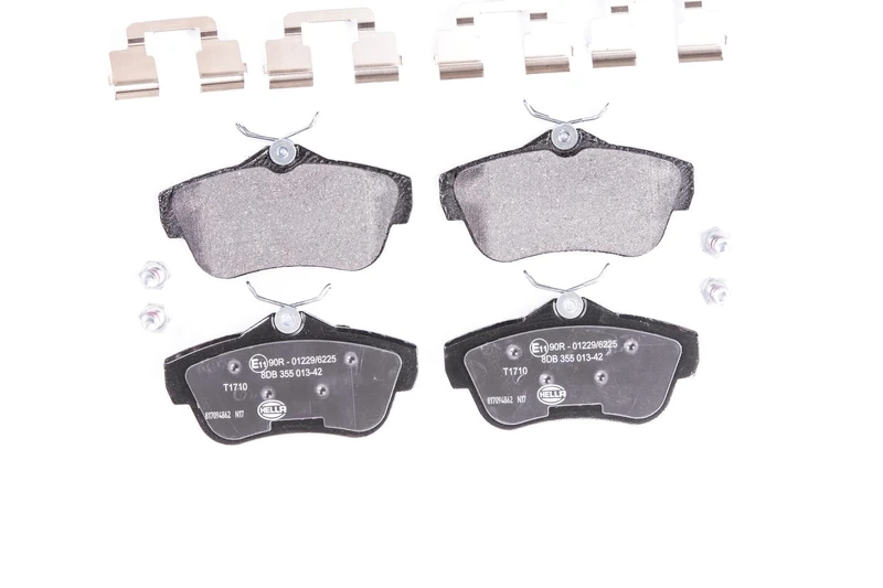 HELLA 8DB 355 013-421 Brake pad set - not prepared for wear indicator - T1710 - for e.g. CITROEN / FIAT / PEUGEOT / TOYOTA - Image 1