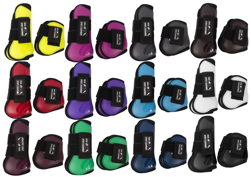 HKM 8566 Jumping Boots and Fetlock Caps Set of 4 Lined Pony Cob Full, unisex, Horse equipment, 8566, pink/black, Pony