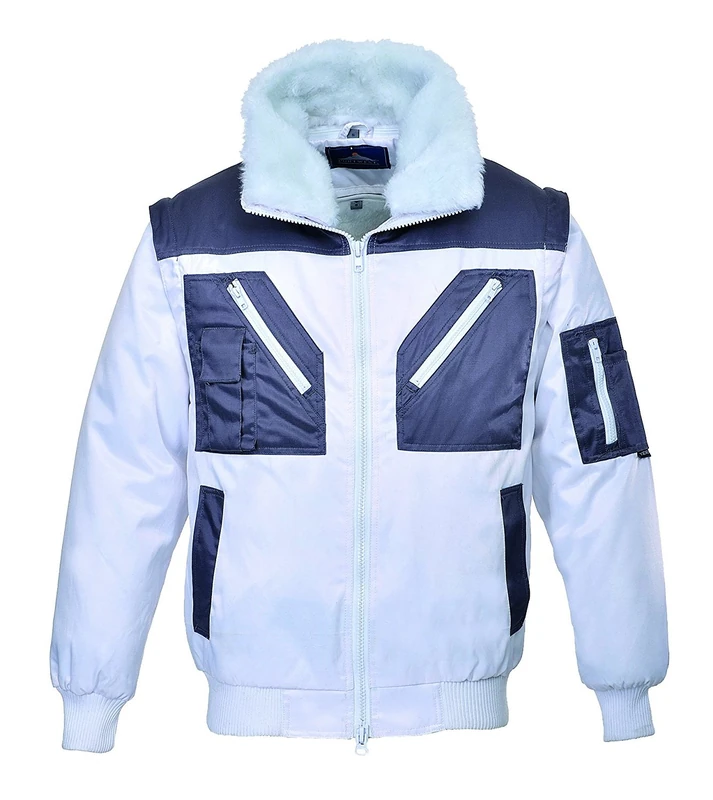 Portwest Two Tone Pilot Jacket, Size: XXL, Colour: White, PJ20WHRXXL