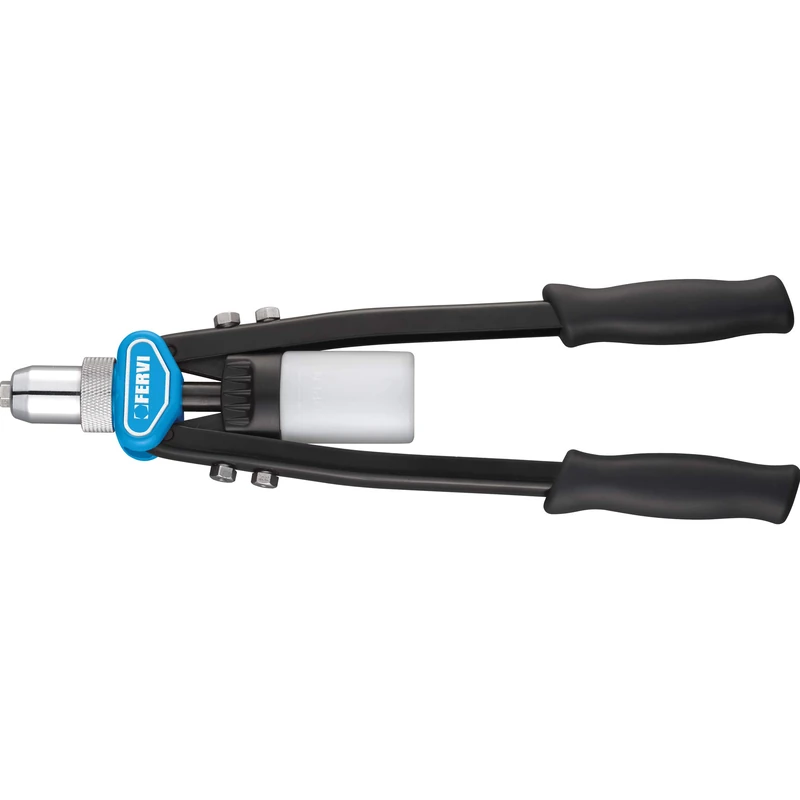 Fervi 0453 Double-Lever Riveting Tool, 3.2-6.4 mm, Cyan/Black
