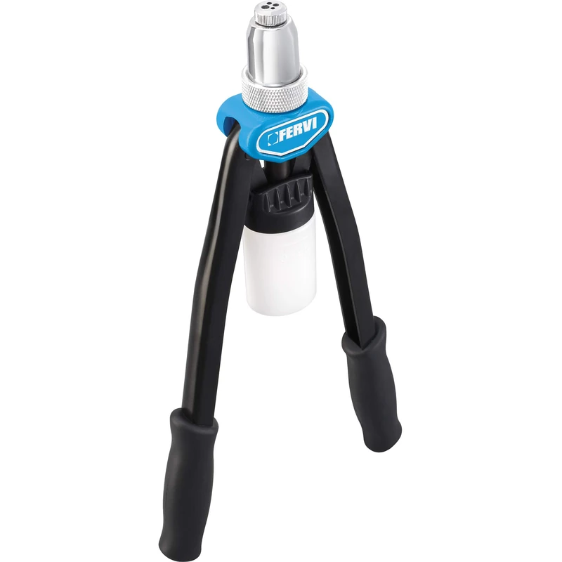 Fervi 0454 Double-Lever Riveting Tool, 3.2-6.4 mm, Cyan/Black