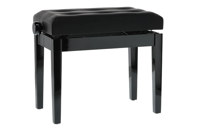 GEWA Piano Bench Deluxe, black high gloss, leatherette cover