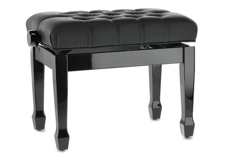 GEWA Piano Bench Deluxe XL, black high gloss, leatherette cover, extra thick padding