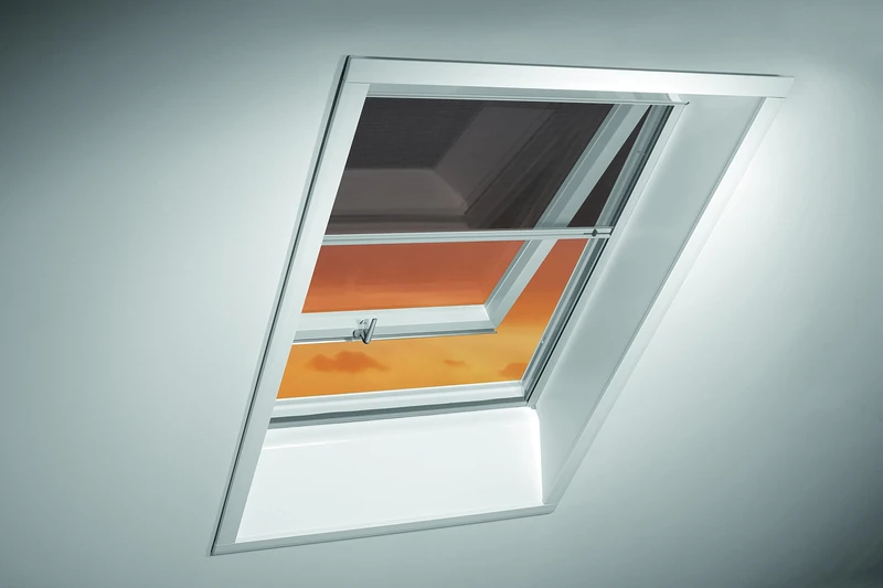 Original Roto Insect Screen Roller Blind ZRI | Installation on Frame | Silver Guide Rail | Standard Fabric | for Roto roof Windows Series 84/R8/i8 with Size 054/078 | 05/07