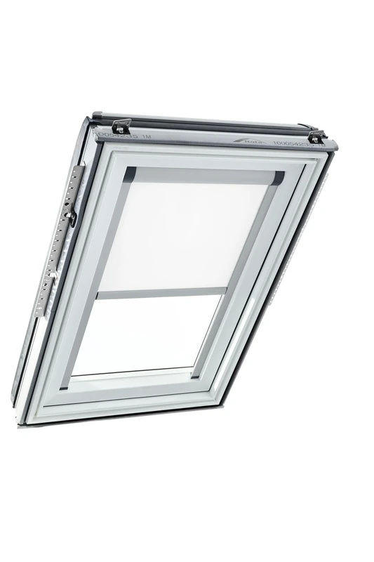Original Roto Blackout Roller Blind ZRV Electric Virtually Full Blackout Guide Rail Silver for Roto Designo R6/R8 Series Roof Windows, i8 Size 11/16, Colour White