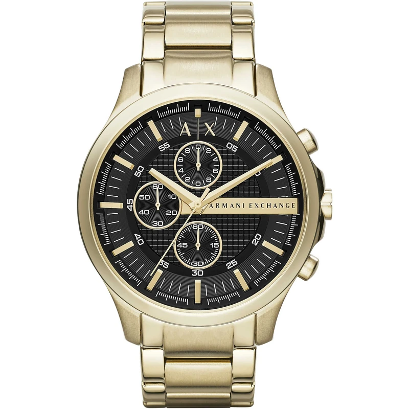Armani Exchange Hampton Men's Quartz Watch with Black Dial and Gold Stainless Steel Bracelet AX2137