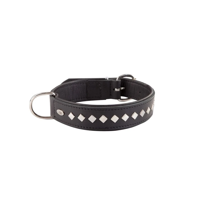 Dingo Dog Collar Made of Exclusive Soft Leather, Decorative and Durable Black 11428