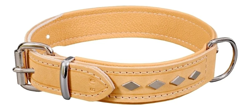 Dingo Dog Collar Made of Exclusive Soft Leather, Decorative and Durable Natural 11470