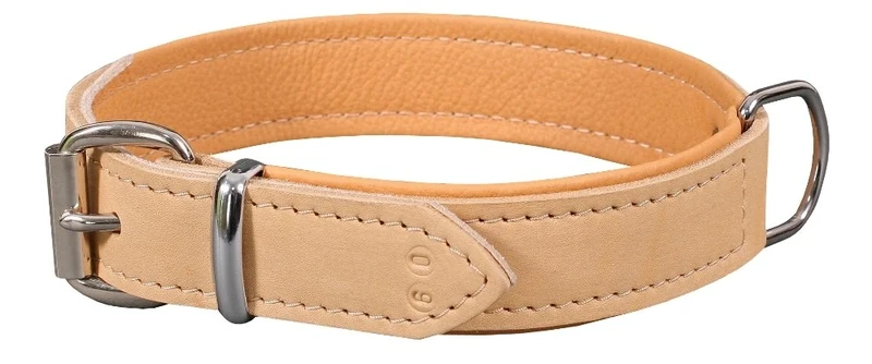 Dingo Dog Collar Made of Exclusive Soft Leather, Luxury and Durable Natural 11466