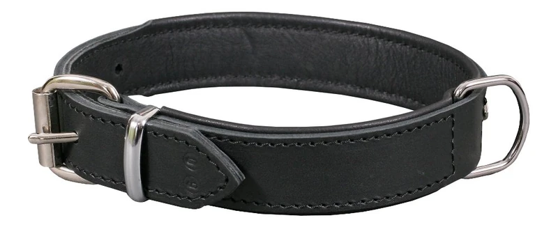 Dingo Dog Collar Made of Exclusive Soft Leather, Luxury and Durable Black 11405