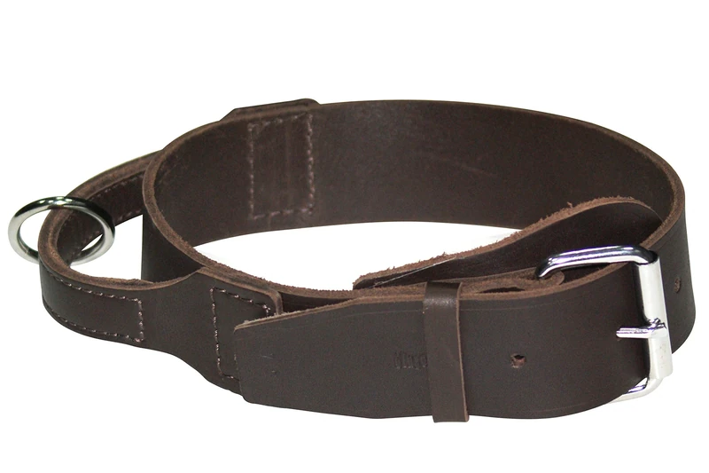 Dingo Brown Collar with a Handle Handmade of Soft Leather Especially for Guard Shepherd Breeds 13106