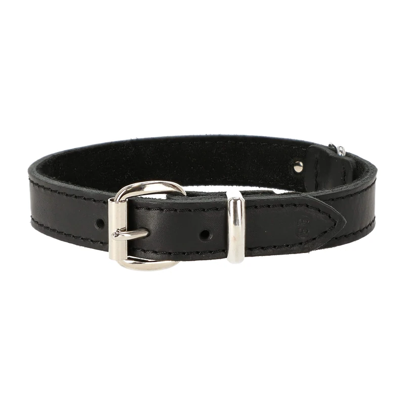 Dingo Soft Leather Dog Collar with Delicate Padding, Strong and Gentle HANDMADE Black 11241