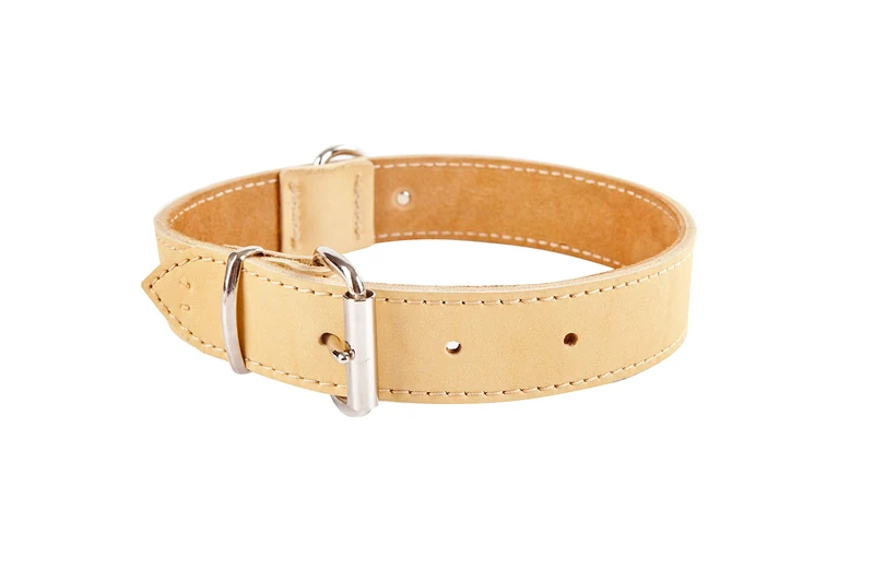 Dingo Soft Leather Dog Collar with Delicate Padding, Strong and Gentle HANDMADE Natural 11104