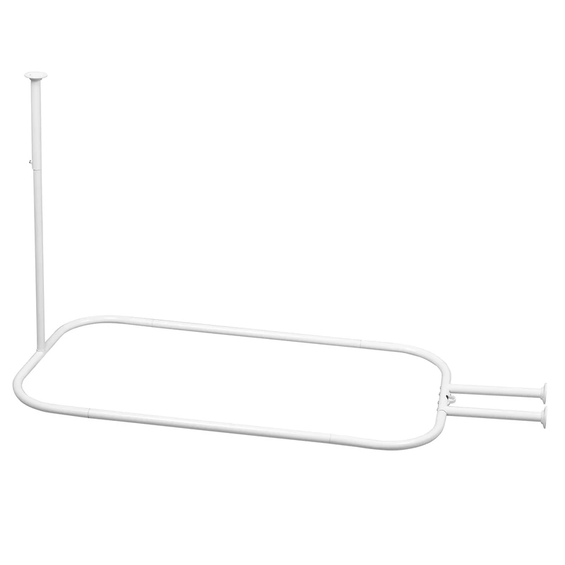 Zenna Home Hoop Shower Rod, Metal, White, 50"-72"