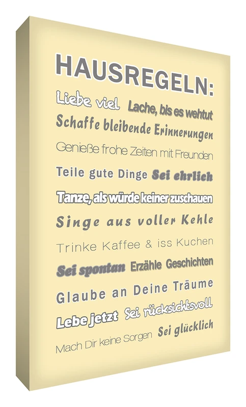Little Helper HR2436 20g House Rules Modern Typography Rap Czech Style Feel Good Art Canvas Wall Art, 91 X 60 cm Cream - Image 1