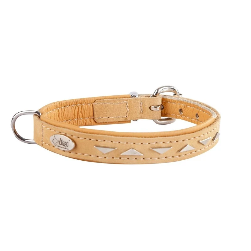 Dingo Dog Collar Made of Exclusive Soft Leather, Decorative and Durable Natural 11469
