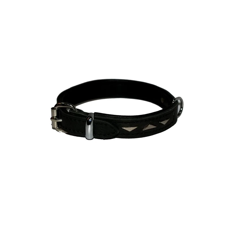 Dingo Dog Collar Made of Exclusive Soft Leather, Decorative and Durable Black 11423