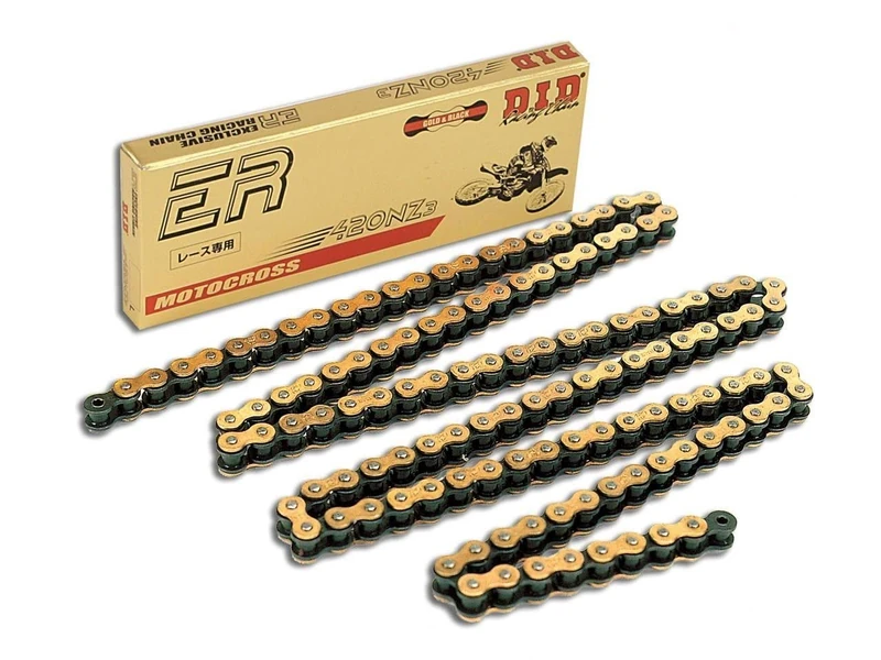 D.I.D 420NZ3GBX136RB Open Chain with Spring Link, Gold/Black