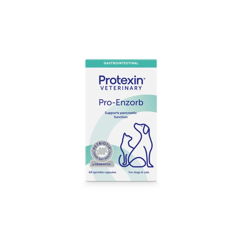 Protexin Veterinary Pro-Enzorb, Probiotics for Cats and Dogs for pancreatic support, 60 sprinkle capsules
