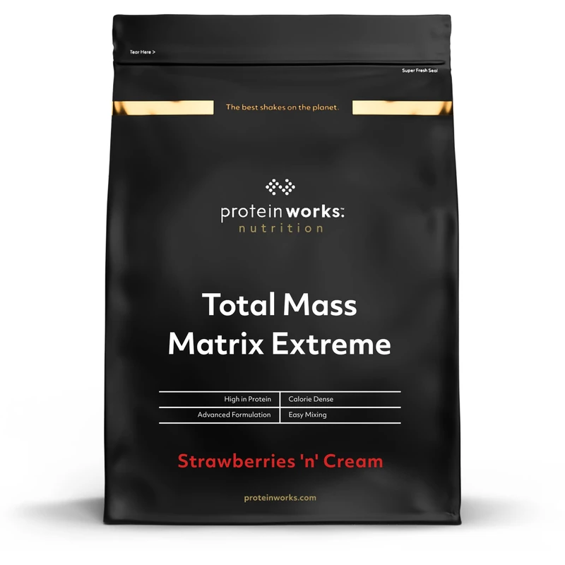 Protein Works | Total Mass Matrix 360 - Gold Innovation, Tri Protein Blend, Mass Gainer Protein Powder, Creatine Monohydrate, Glutamine, Vitamins & Minerals, Chocolate Silk, 8 Servings, 2.12kg