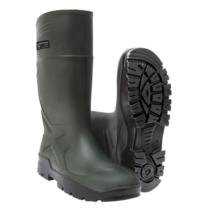 Portwest PU Non Safety Wellington O4 CI FO, Size: 4One Size, Colour: Green, FD90GNR40