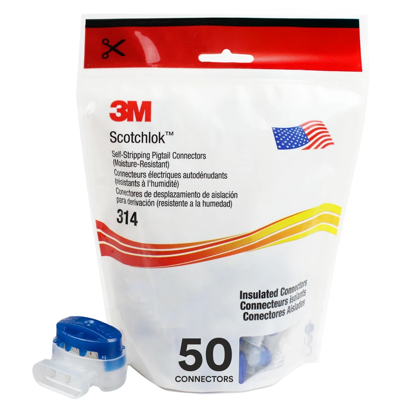 3 M Scotchlok 314 Moisture Protected Max 0.5 mm² up to 1.5 mm² Wiring Connector – Blue (Pack of 50)