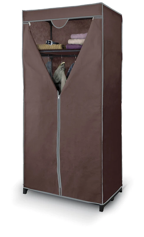 Domopak Living Non-Woven Fabric Wardrobe with Shelf, Plain Brown