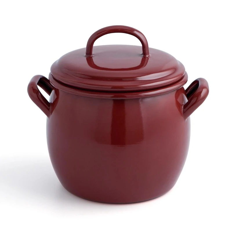 Quid 2.59 kg Brown Enamel Pot with Curved Lid, 28 cm, 0.5 L, Includes Lid