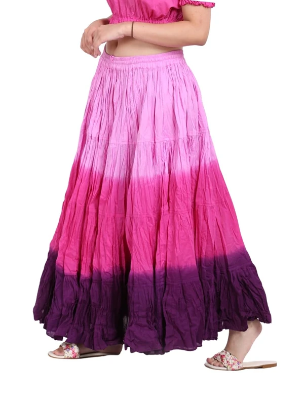 Wevez Women's ATS Tribal Dip Dye 25 Yard Skirt, Pink/Hp/Purple, One Size