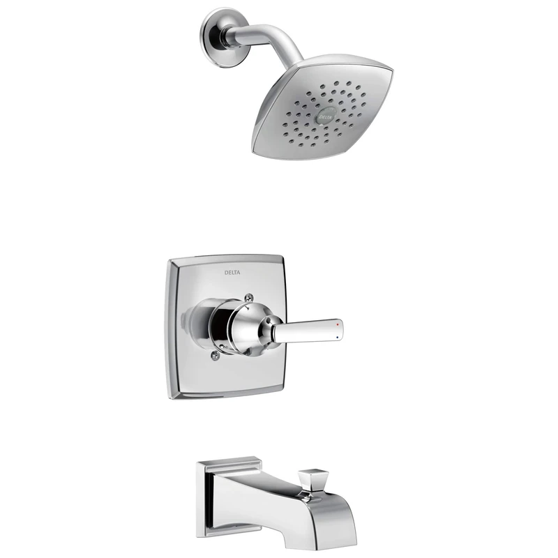 Delta Faucet Ashlyn 14 Series Single-Handle Tub and Shower Trim Kit, Shower Faucet with Single-Spray Touch-Clean Shower Head, Chrome T14464 (Valve Not Included)