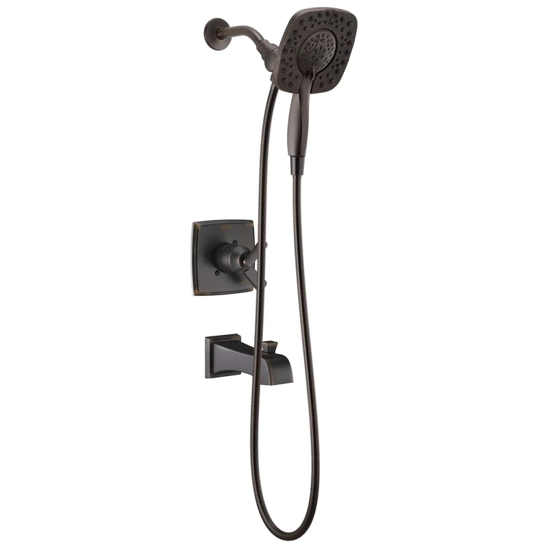 Delta Ashlyn 17 Series Dual-Function Tub and Shower Trim Kit with 2-Spray Touch Clean In2ition 2-in-1 Hand Held Shower Head with Hose, Venetian Bronze T17464-RB-I (Valve Not Included)