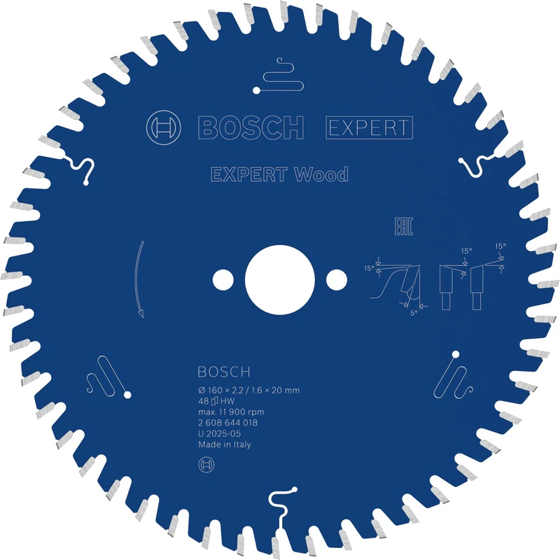 Bosch 2608644018 EXWOH 48 Tooth Top Precision Circular Saw Blade, 0 V, Blue