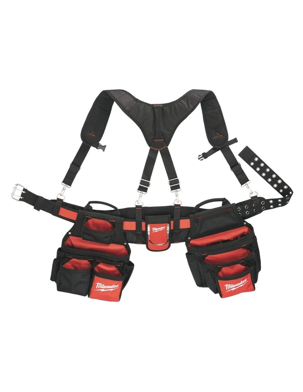 Milwaukee 48 22 8120 24 Pockets Contractors Work Belt with Suspension Rig - Red/Black 53" waists