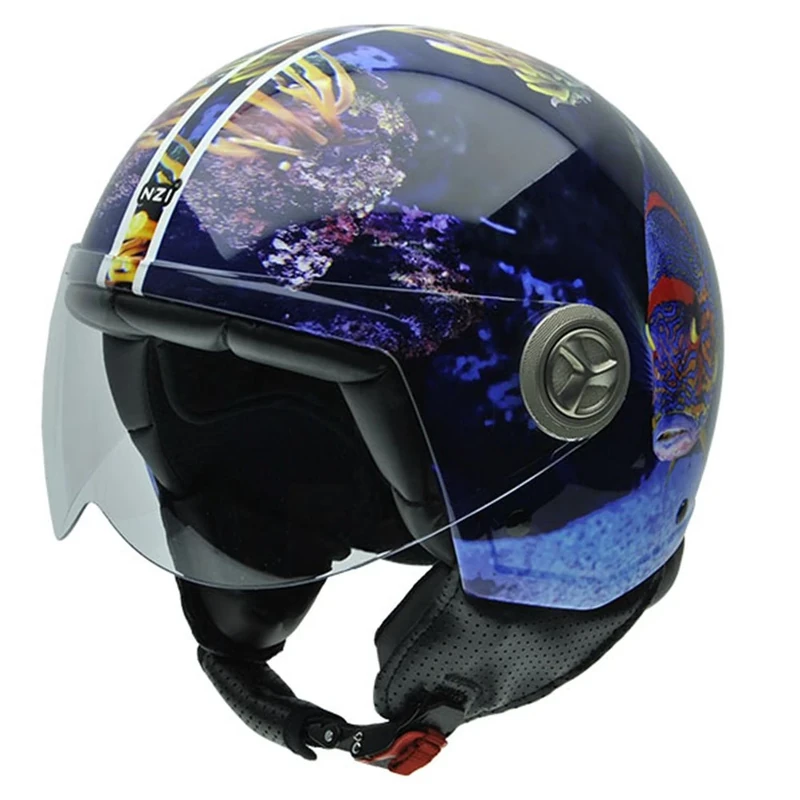 NZI Zeta Graphics Motorcycle Helmet, Aquarium, 58