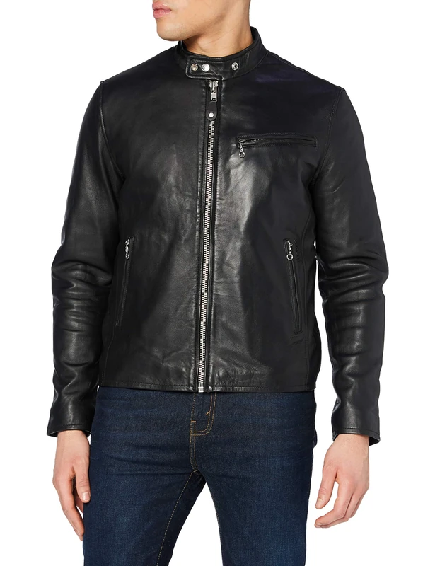 Schott NYC Men's LC 949 Leather Leather Long Sleeve Jacket, Black, Medium