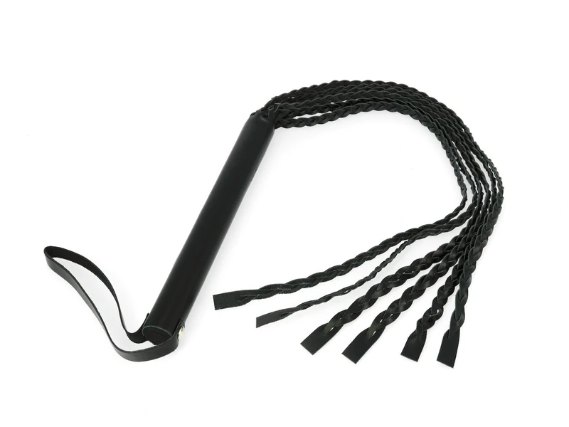 Rimba Whip with 6 Hand-Braided Strands Black 75 cm