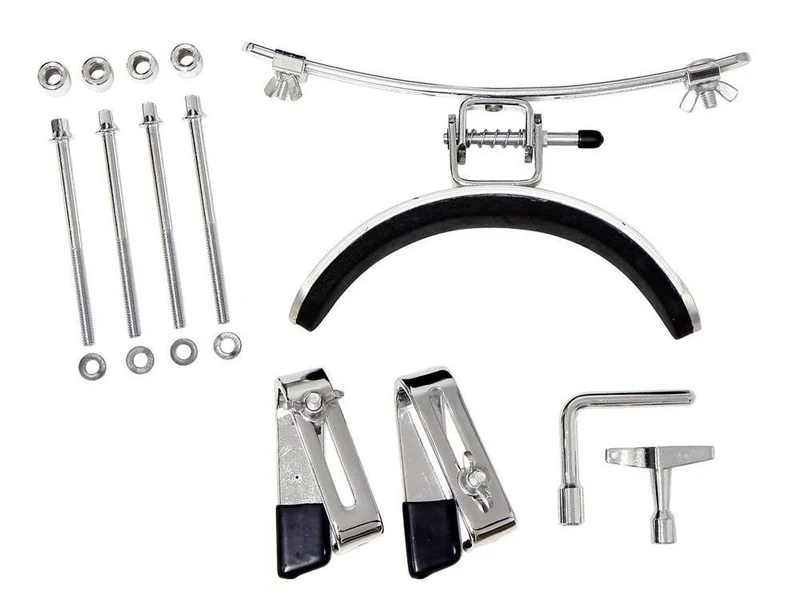 GEWA marching drum knee bracket with extension, suitable for 13" and 14" snares, adjustable height, chrome colour