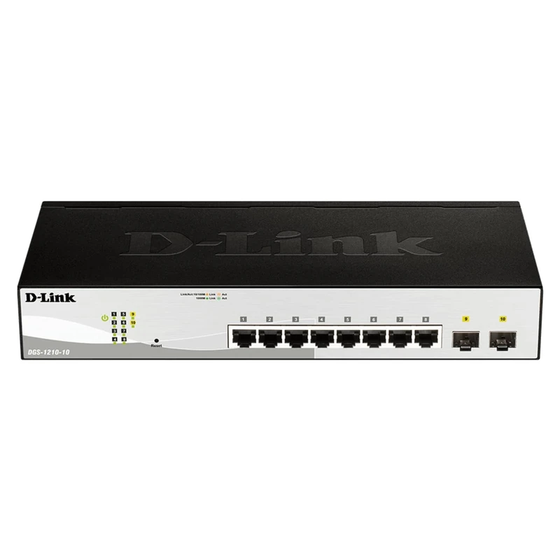 D-Link DGS-1210-10 10-Port Gigabit Smart Managed Switch with 2 SFP ports, Surveillance Mode Interface, Fibre Uplink Ports, Enhanced Layer 2 Management