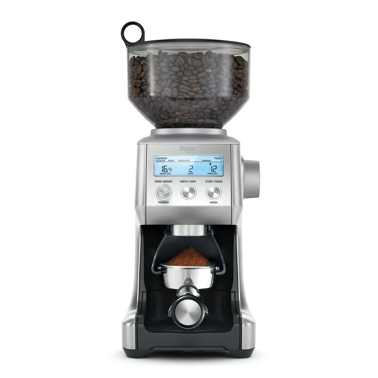 Sage - The Smart Grinder Pro - Conical Burr Coffee Grinder - Programmable, Automatic - 450g Coffee Bean Capacity, 60 Precise Grind Settings - Brushed Stainless Steel