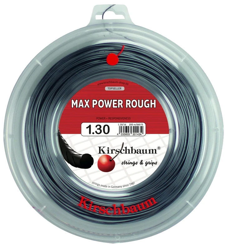 Kirschbaum Max Power Rough String Reel - Black, 1.3 mm