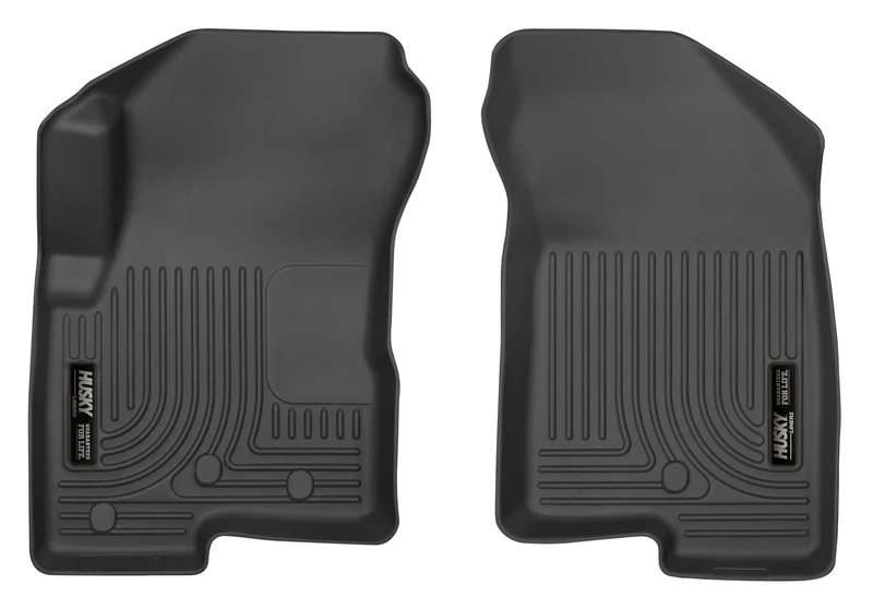 Husky Liners 13001 Fits 2007-12 Dodge Caliber, 2007-16 Jeep Compass - Passenge side has 1 floor mat retaining hook, 2007-17 Jeep Patriot Weatherbeater Front Floor Mats, Black - Image 1