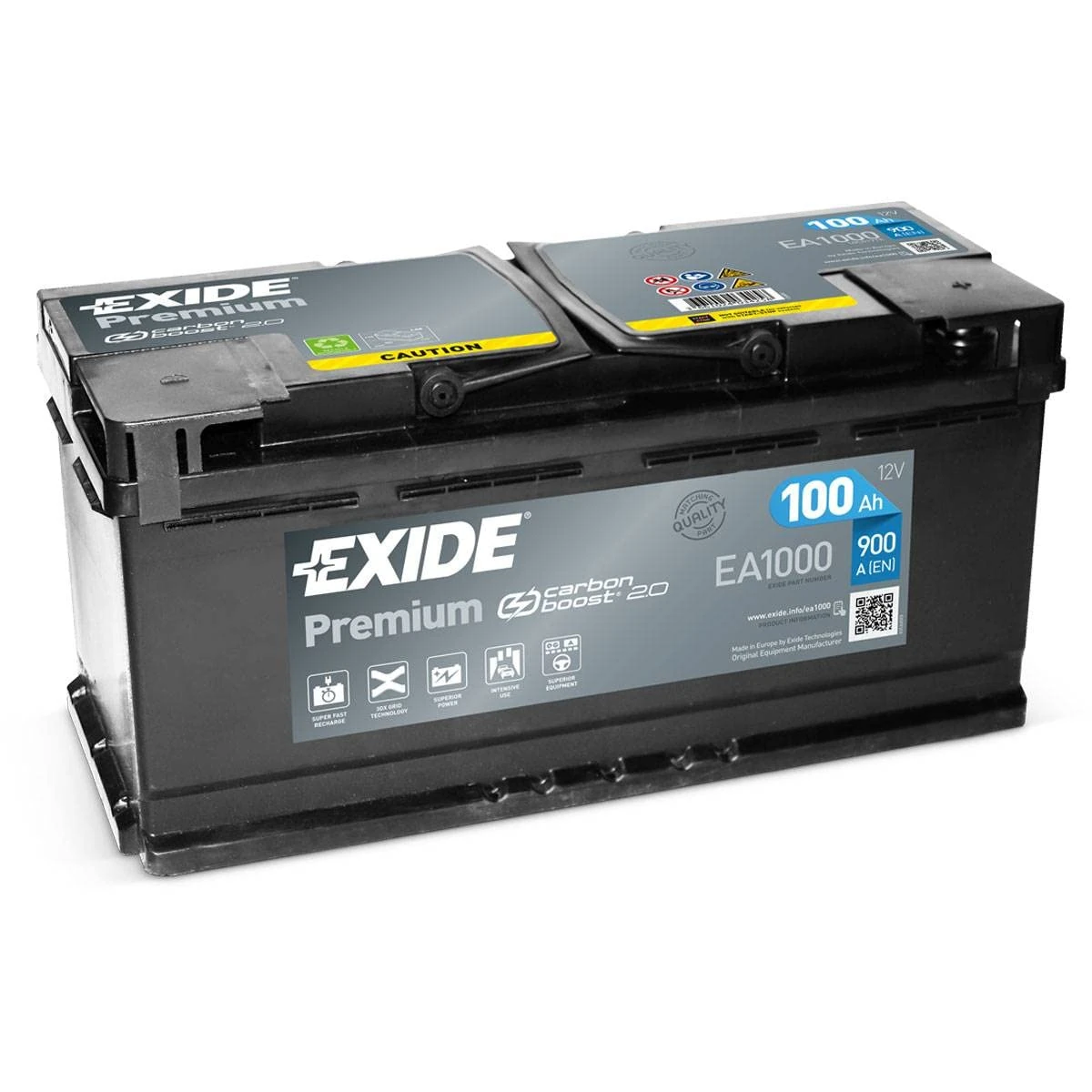 Exide Premium Carbon Boost Car Battery 100AH 900A/EN EA1000
