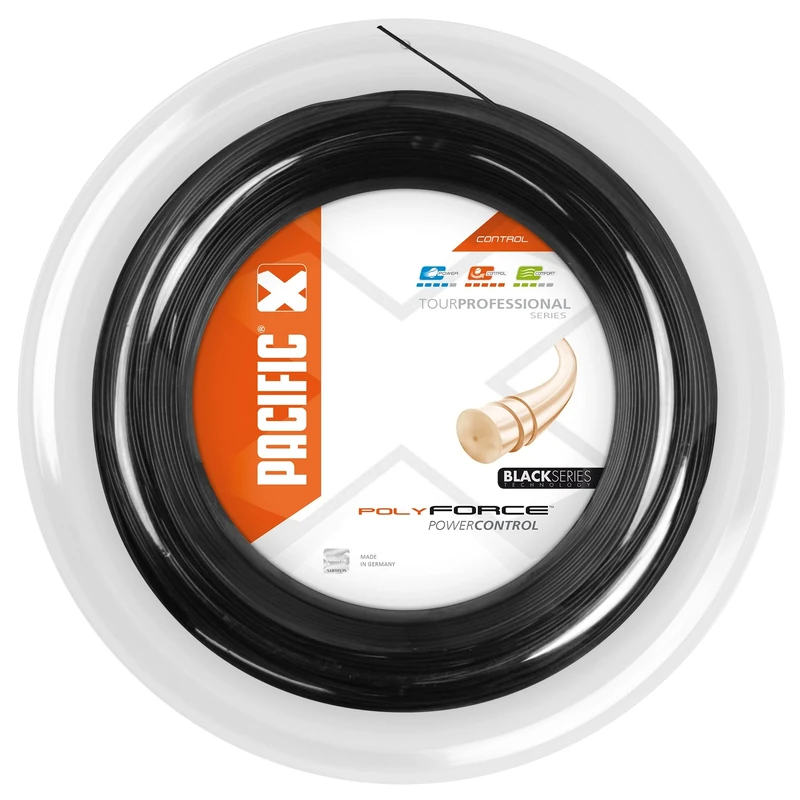 Pacific Poly Force Black Series Tennis String Roll 200m, unisex_adult, Tennis string., PC-2074.74.12, Black, 1.29mm/16L - Image 1