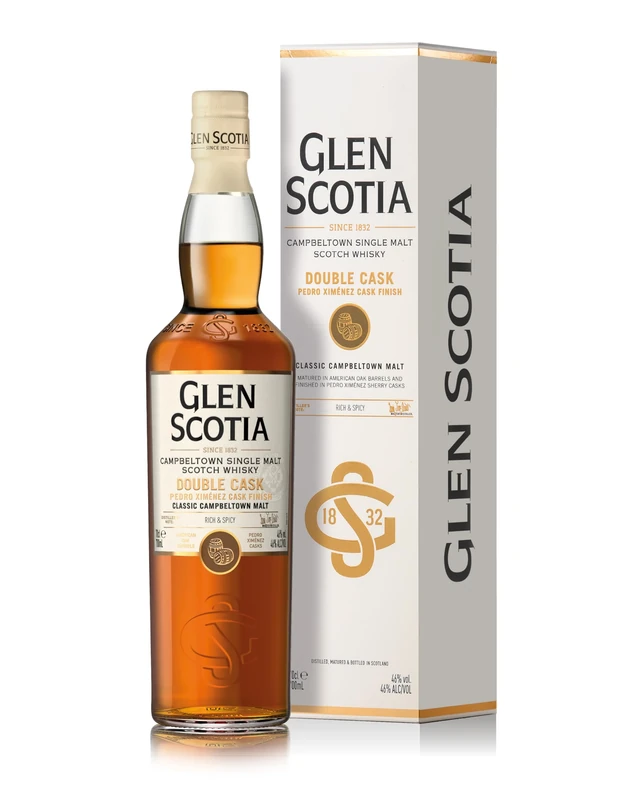 Glen Scotia Single Malt Whisky: Double Cask, 70cl (46% ABV) |Award-Winning Campbeltown Whisky Matured in First-Fill Bourbon, Finished in PX Sherry Casks Rich & Spicy Fruit with Notes of Toffee & Fudge