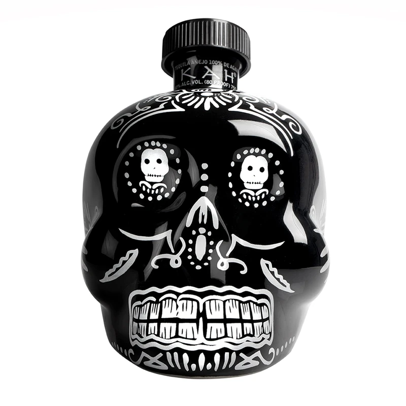 KAH Anejo Tequila 70cl, 40% ABV, Day of the Dead Decorated Bottle, 100% Blue Agave, Double Distilled & Oak Cask Aged