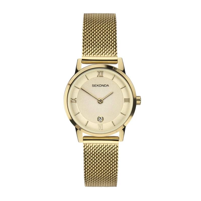 Sekonda Women's Quartz Watch with Beige Dial Analogue Display and Gold Stainless Steel Bracelet 2103.27