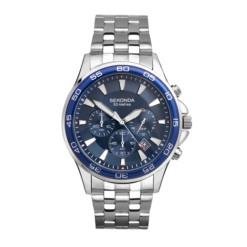 Sekonda Men's Quartz Watch with Chronograph Display and Stainless Steel Bracelet